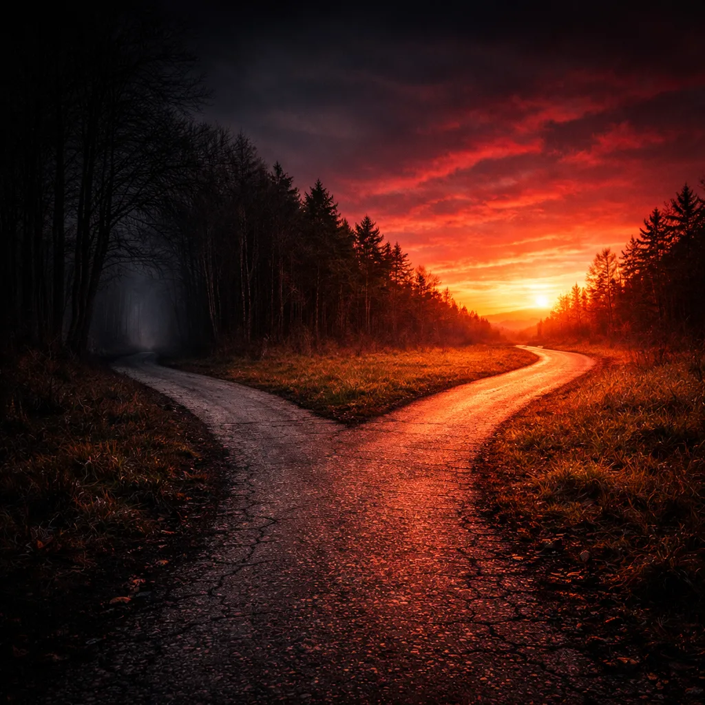 treatment center vs quitting cold turkey shown as two paths, one leading into darkness and one toward a bright sunset